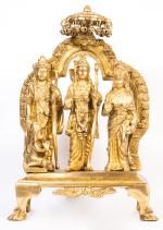Arihant Craft God Ram Darbar Idol Handcrafted Showpiece - 36.5 cm (Brass, Gold)