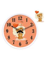 Random 12-Inch Naughty Teddy Wall Clock with 1 Teddy Shape Plaque (Quartz Movement, White Frame)