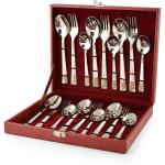 FNS RAGA 24 Karat Gold Plated Set - 6 Dinner Spoons, 6 Dinner Fork, 6 Tea Spoons