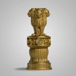 SILAII Handmade Ashoka Pillar Sculpture / Home Décor / Office Décor / Table Décor - 5 INCH - Gold Colour (Stone Powder + Resin)