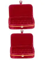 atorakushon Velvet Jewellery accessories Vanity Storage Earrings Studs Box Ring Box For Women's Pack of 2 Maroon