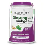 HealthyHey Nutrition Ginseng+ Ginkgo Biloba Supplement 90 capsules