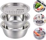 WELTWORLD 3 in 1drain basket strainer, drain basket for sink, drain basket for vegetables, drain basket tray, drain basket for kitchen sink, drain basket for food, drain basket stainless steel, drain basket steel, drain basket bowl