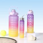 MOBONE Water Bottle with Motivational Time Marker 3 Set motivational Bottle 2000 ml Bottle(Multicolor)