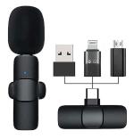 TECHNOVIEW 360 Degree 2.4 ghz Omnidirectional Lavalier Wireless microphone Plug & Play Mic with 3 receivers Lapel Mic for Andriod/Type-c/iPhone/for YouTube, Video, Vlog Recording(K8 Wireless Mic)