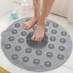 WHITOPLUS Shower Bath mat Round Bathroom Floor Mat with Massage Friction Bathroom Floor mats Anti Slip mat for Rubber mat Bathroom Shower Foot Massager mat Non Slip Grip Suction Cups mat Bath for Bathroom,Pack of 1