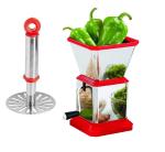 URBAN BUY Stainless Steel Pav Bhaji Masher With Solid Plastic Chilly Cutter and Multicolour, Pack of 2