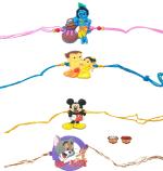 Kavim Kids RA 22443 Plastic (PVC) Rakhi Set (Four Cartoon PVC Plastic)