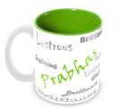 Jiya EnterpriseTuelip Green Ceramic Customize Name Prabhas Tea And Coffee Mug - 350 ML