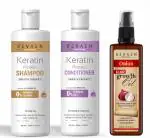 Sevaen Keratin Smooth Shampoo, Conditioner And Hair Growth Oil For Men And Women - 3 Pc