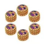 Sensimon Round Shape Sindoor Boxes | Kumkum Holder | Shingar Dani | Sindoor Dibbi | Box Bharani Wedding Return Gifts for Womens Ladies Brides (Set of 6) (2.5 x 4.5X 4.5 cm)