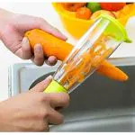 BREAZBELL Vegetable Peeler with Container, Fruit Peeler with Container, Smart Stainless Steel Peeler with Container for Cucumber, Bitter Melon, Ridge Gourd Kitchen tools peeler Fruit peeler (Multicolor)