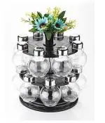SVK DREAM Multipurpose Plastic Big Revolving Spice Rack 16 in 1 / Masala Rack Set ( Black )