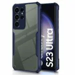 Inclu Rugged Armor/ Transparent/ Hard Back Case Cover For Samsung Galaxy S23 Ultra (Blue)