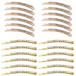 Dazz Look Rhinestone Bobby Pins Crystal Hair Clips Gold studded with Diamond(12 PCS) & Gold Base with Multicolor studded Diamond (12PCS) Hair Pin Sparkling Hair Barrettes Styling Decorative Accessories U Pin for Women and Girls