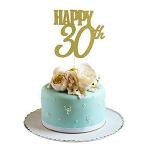Festiko Happy 30th Anniversary Cupcake Topper Glitter Silhouette Cake Topper Wedding, Birthday, Party Cake Decoration