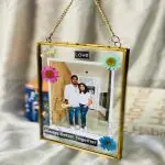 ARTINCO Art India Collections Hanging Brass Glass Photo Frame for Dried Flowers, Pressed Flowers, Poster, Double Glass Frame , glass frames for wall decor 5 x 7