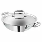 Vinod Platinum Triply Stainless Steel Cookware Kadai with lid (Diameter: 22cm, Capacity: 1.8 Liter)