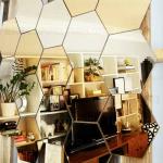Look Decor Silver, Gold Hexagon 3D Acrylic Mirror Wall Sticker (Pack Of 20)