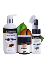 Docsico Coffee Mask| Face wash with Silicone Brush | Body Wash For Men| No Paraben| (100gm+ 150ml +300 ml)