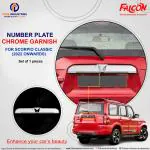FALCON CAR NUMBER PLATE CHROME GARNISH FOR SCORPIO CLASSIC 2022 ONWARDS
