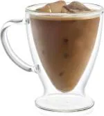 Cracker Transparent Glass Double Wall Mug For Drinking Tea And Coffee With Handle 300ml