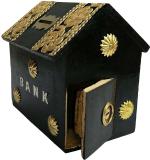 SIFU COLLECTION Handicrafts Wooden Money Bank - Coin Saving Box Coin Bank (Black)
