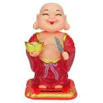 Elegant Lifestyle Solar Laughing Buddha Feng-Shui, Positive Energy, Money Luck, Prosperity, Wealth Decorative Showpiece - 10 cm  (Plastic, Gold)