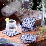 DULI Set of 6 Enamel Coated MDF Coasters 10x10cm (BlackJamawaar)