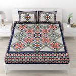 Tamirha Cotton Collection Jaipuri Print 100% Cotton Double bed sheet with Printed border with 2 pillow covers