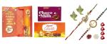 Feastive Celebrations Bikanervala Rakshab And Han Badhai With Mor Pankhi Rakhis, A Pair Of Ganesha Soan, Pooja Rakhi, Kesar And Chawal (Set Of 2)