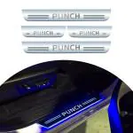 Auto Dean Door Foot Step Led Sill Plate for Tata Punch, 4 pcs Blue