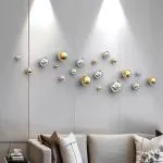 ZOVE Metal Wall Decor Set of 10 Luxury Ball Design Perfect for Living Room/Hotel/Restaurant/Bedroom/Drawing Room ( Electroplating Gold And Silver)
