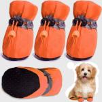 KUTKUT Dog Boots Paw Protector for Hot Pavement| Anti-Slip Dog Shoes with Reflective Straps for Medium Dogs  (Orange, Size: 6, Feet Long: 6 cm, Feet Wide: 5 cm)