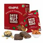 Gladful Almond & Cranberry Date Nut Square - A Healthy, Sugar-Free, Dates and Dry Fruits Based Dessert Bites/ Barfi/Chakki For Kids and Families | High in Protein & Fiber, source of Instant Energy (20gram X 8)