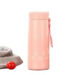 Welour Glass Pink Daisy Cup Bottle Tumbler Creative Leakproof Water Cup