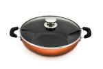 ARIXY Marron Non-Stick With Glass Lid Induction Base Cookware Kadai 240 mm (2.25 litres)