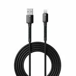Portronics Konnect X 3A Unbreakable Nylon Braided USB to 8 Pin Fast Charging Cable 2M Long, Supports All 8 Pin & Lightning Devices(Black)