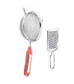 Blue Wonder Stainless Steel Soup Stainer/Channi with Cheese/Ginger/Garlic/Nutmeg Grater ,Multicolor, &(Pack of 2)
