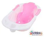 Odelee Pink Baby Anti Slip Big Plastic Bathtub with Bath Toddler Seat Sling Non Slip Suction for Bathing,Baby Shower,Bubble Bath