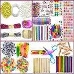 aizelx Craft Kit Craft-Magic 3-in-1 Art Craft Items Craft Materials Craft Supplies Hands-On Experience Beads Decorative Practical Art Craft Googly Eyes Sticks Pom Poms Glitter Tapes Paper Ropes Foam