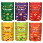 Happilo Peanuts Daily Combo Snack 150g each Perky Pudhina Peanut, Magic Masala Peanut, Peri Peri Peanut, Chili Garlic Peanut, Thai Chili Peanut, Terrific Tomato Peanut