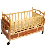 Tiffy & Toffee Dozy 6 in 1 Baby Wooden Cot / Crib / Cradle with Mosquito Net & Mattress | Swing, Teeth Rail, Storage | For 0-24 Months; Upto 20Kg Baby