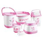 Joyo Better Home Square Bathroom 6 Pcs Set Printed Deluxe New-Pink