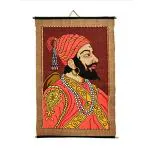 VARUNAVI Handloom Cotton Wall Hanging Chatrapati Shivaji Maharaj Photo Tapestry 30 X 24 (Multicolor)