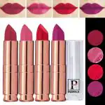 PERPAA Antique Velvet Stick Lipstick, Enreached with Jojoba Oil, Shea Butter Pack of 4 Lipsticks, Shade-Red,Magenta,Pink,Maroon Pink