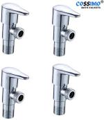 Livefast Silver Steel Angle Cock Valve Chrome Plated With Wall Flange Faucet - Single Handle Installation Type (Pack Of 4)