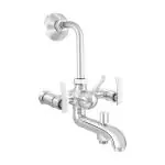 Rocio Brass Wall Mixer for Bathroom 3 in 1 with 12.5 cm Long Bend Pipe, Wall Mount Hot and Cold Water Mixture Tap for Bathroom with Arrangement of Overhead Shower, Chorme Finish, Foam Flow