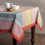 Urban Space Sicilia Table Linen Collection - Premium Water & Stain Resistant Dining Table Cover for 6 Seater, Anti Skid Table Cloth for Center Table, 1 Piece - (Multi Block, 6 Seater 52