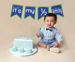 AMFIN 1/2 Birthday Its My Half Birthday Decorations Banner for Birthday 6th Month Birthday Decoration 6th Month Birthday Decoration for Baby Boy & Girl - Blue